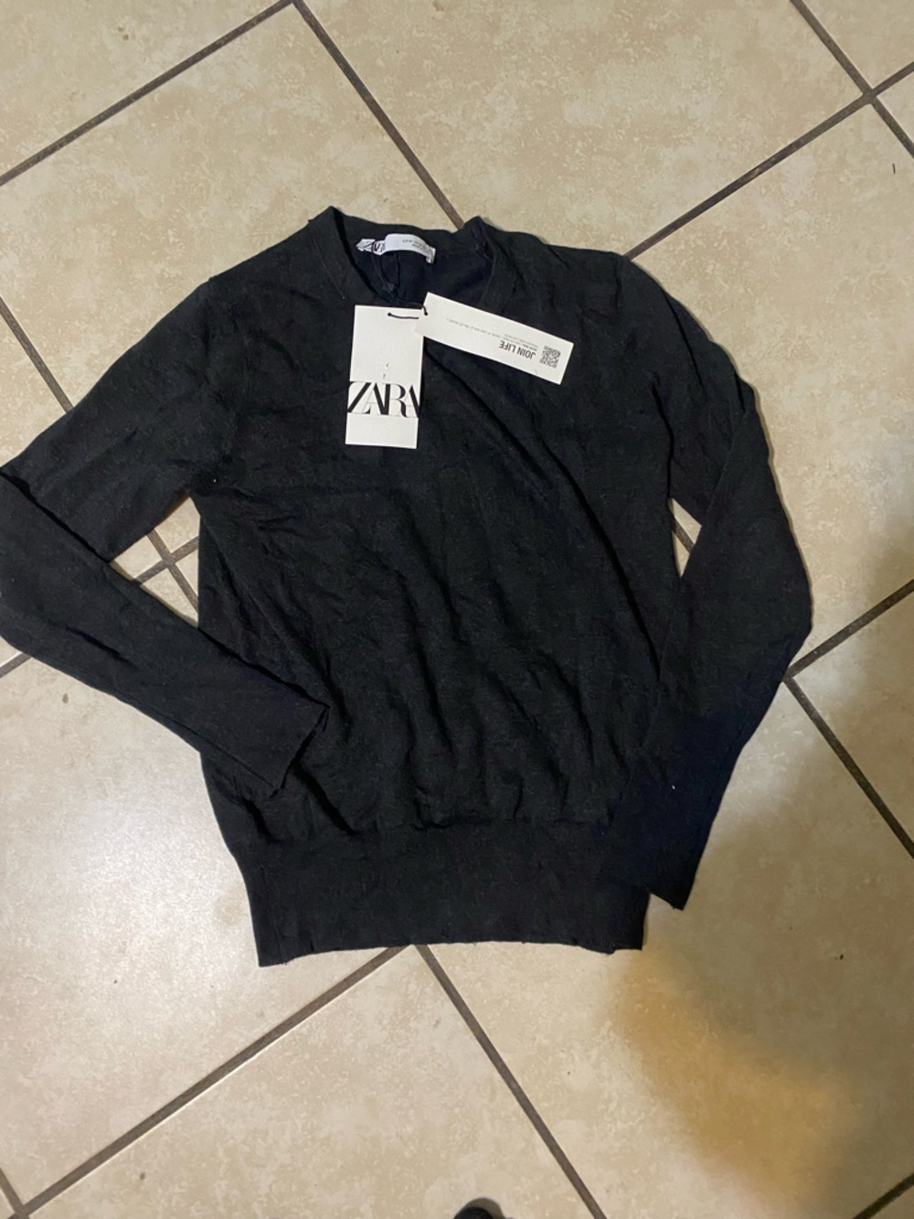 ZARA Black Men's Crewneck Knit Sweater